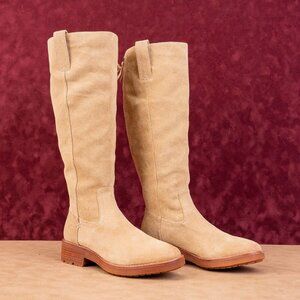 Sofft Women Samantha II Tan Suede Waterproof Back Zip Knee Boots sz 7.5